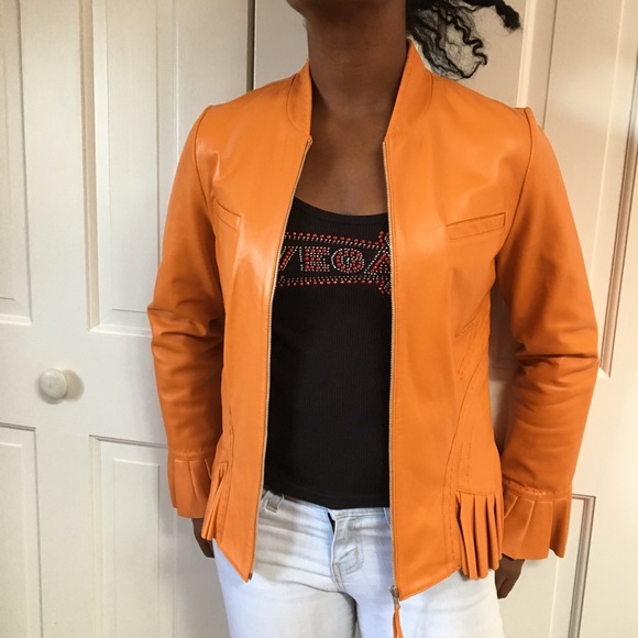 Orange leather jacket - Picture 8 of 8